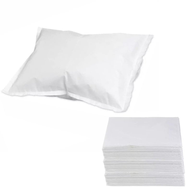 Medcore Disposable Pillowcases (Pack of 40) – White, 21" x 30" (Tissue/Poly) Single-Use Pillow Covers – Medical Paper Supplies -Protects Against Stains and Spills Ambulance Services. Use for Travel - Image 1